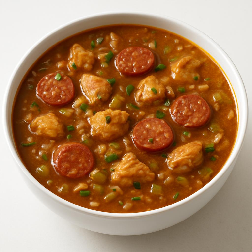 Chicken and Sausage Gumbo recipe created by pantribot using RolTak AI