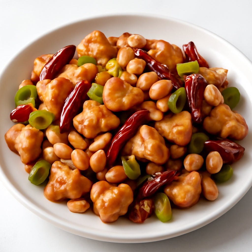Kung Pao Chicken classic Sichuan kung pao chicken with chicken, peanuts, dried red chilies, and vegetables recipe created by pantribot using RolTak AI