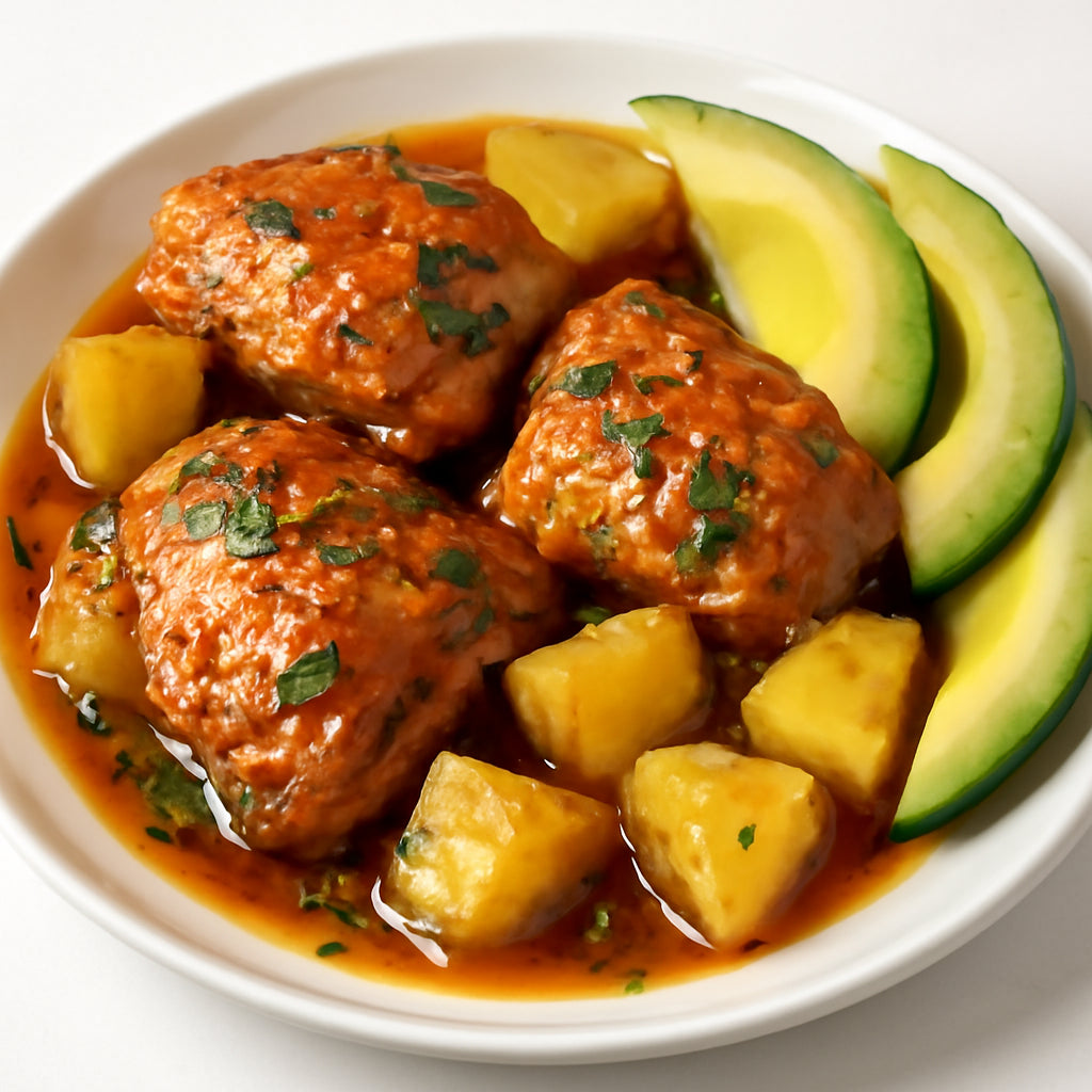 Pollo a la pina (Pinapple Chicken) with avacados recipe created by pantribot using RolTak AI