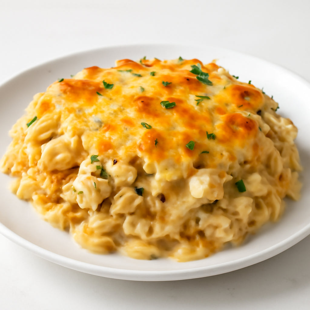 cheesy chicken casserole recipe created by pantribot using RolTak AI