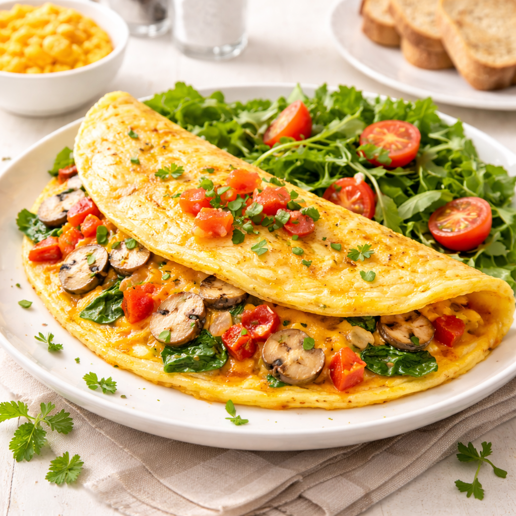 cheesy omelet with vegetables