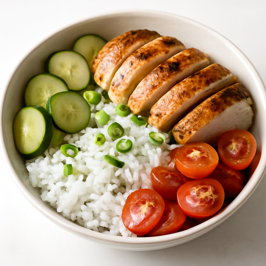 chicken rice bowl recipe created by pantribot using RolTak AI