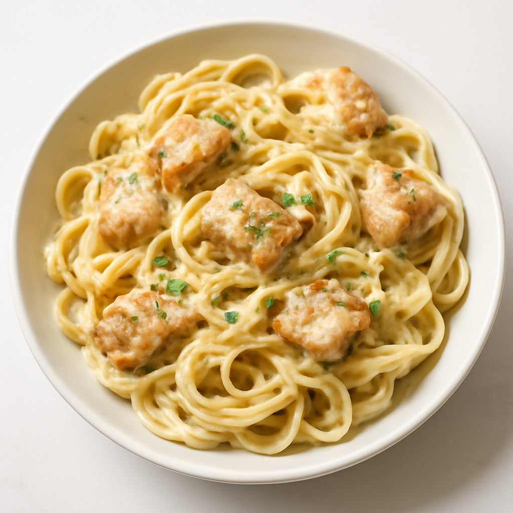 creamy chicken pasta recipe created by pantribot using RolTak AI