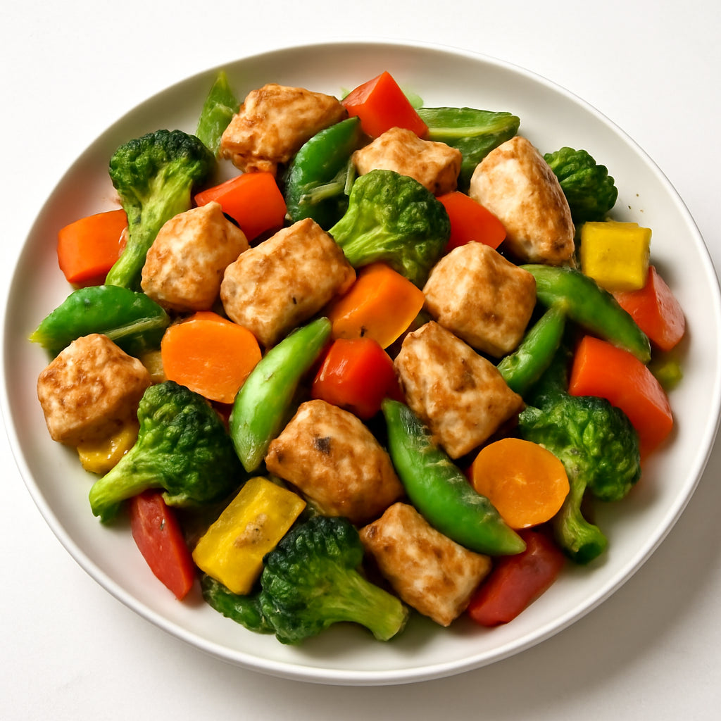 healthy chicken and vegetable stir-fry recipe created by pantribot using RolTak AI