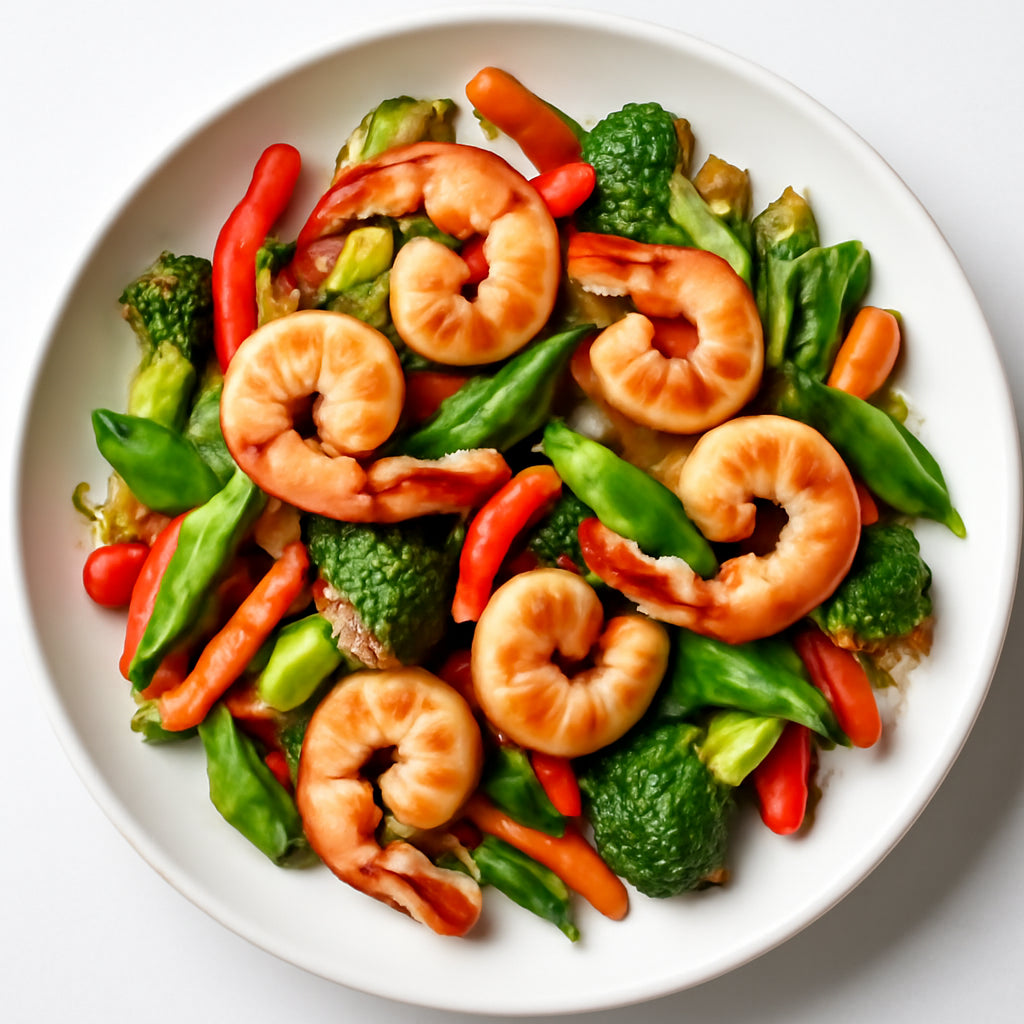 shrimp stir fry recipe created by pantribot using RolTak AI