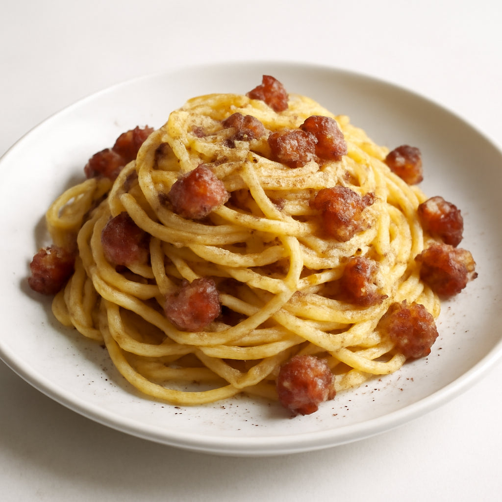 spaghetti carbonara recipe created by pantribot using RolTak AI
