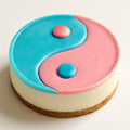 yen and yang cheesecake (food coloring blue and pink) recipe created by pantribot using RolTak AI